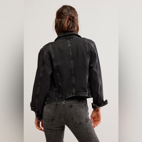 FREE PEOPLE Women’s We The Free Jade Denim Jacket-Black-Size Small & Medium - Picture 7 of 10